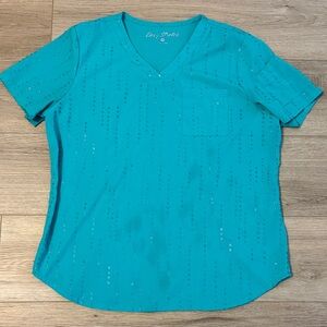 Vibrant Teal V-Neck Short Sleeve Tee